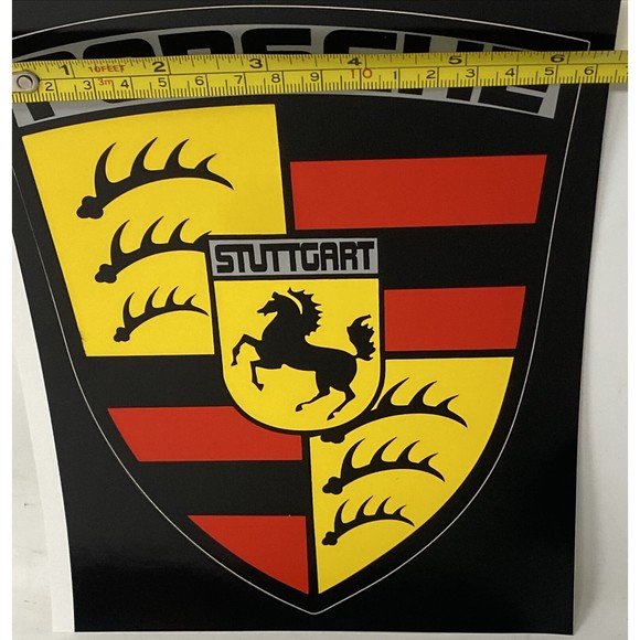 1 Porsche Crest Sticker Color Black Red Vinyl Decal Large - Picture 6 of 6